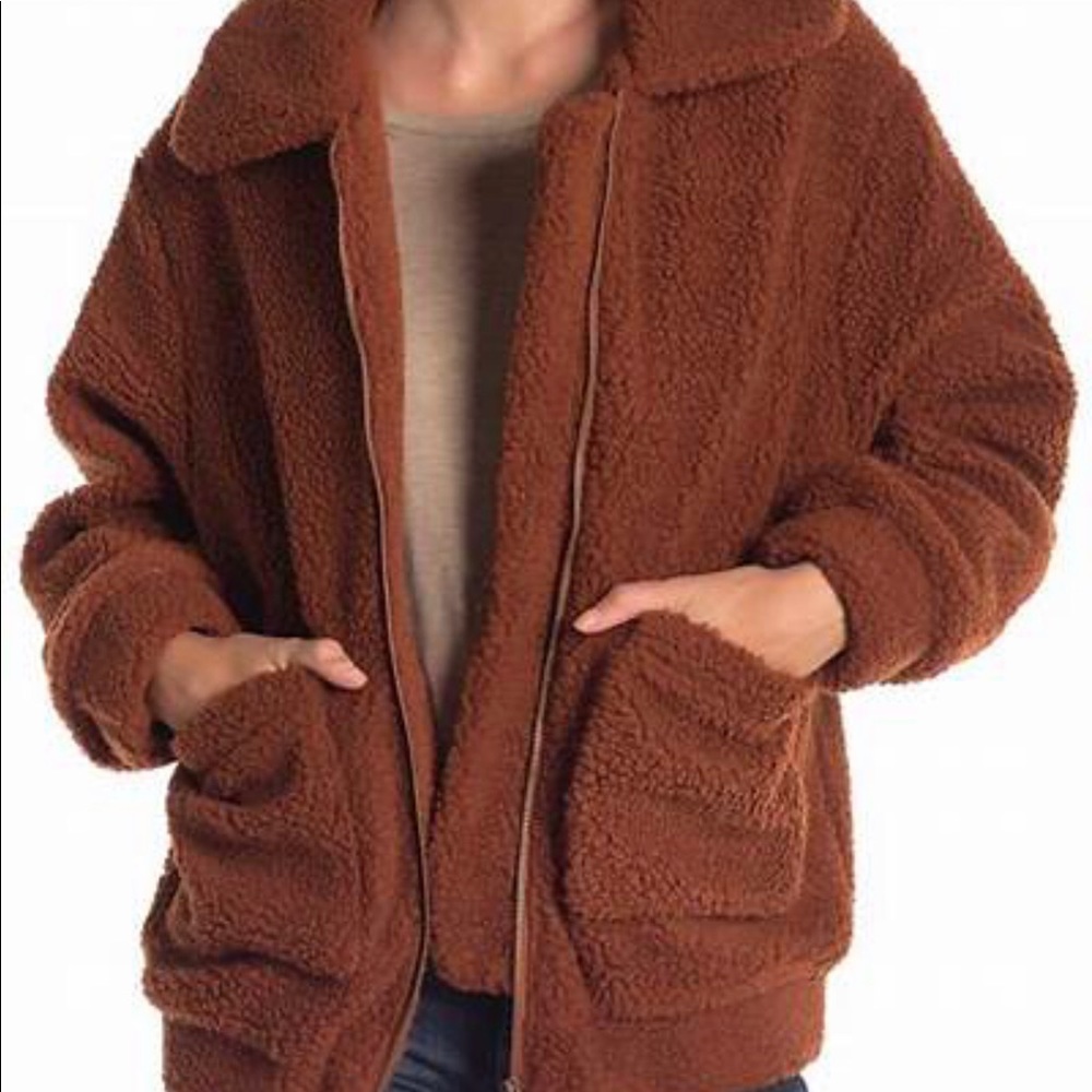 Elodie Faux Sherling Jacket Size Medium in Rust